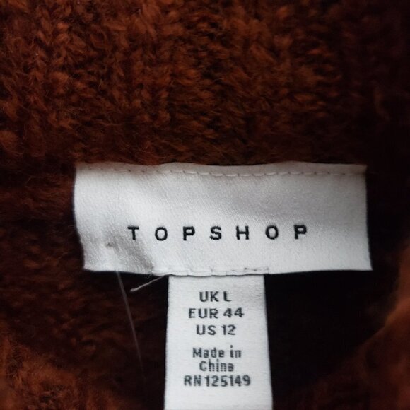 TOPSHOP Funnel Mock Neck Burgandy Red Sweater 12 - Picture 6 of 7